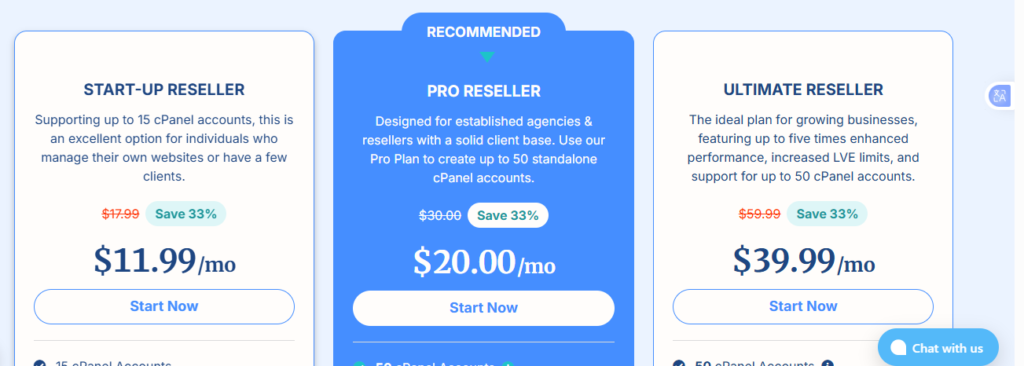 Verpex reseller hosting yearly pricing.