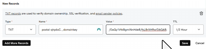 How to add dkim record to your doomain