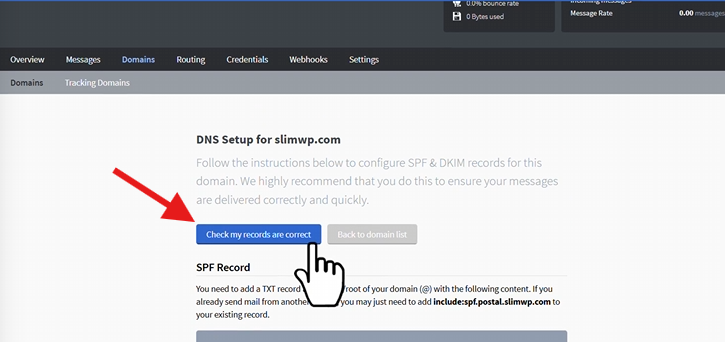 setting up dns records on postal SMTP server